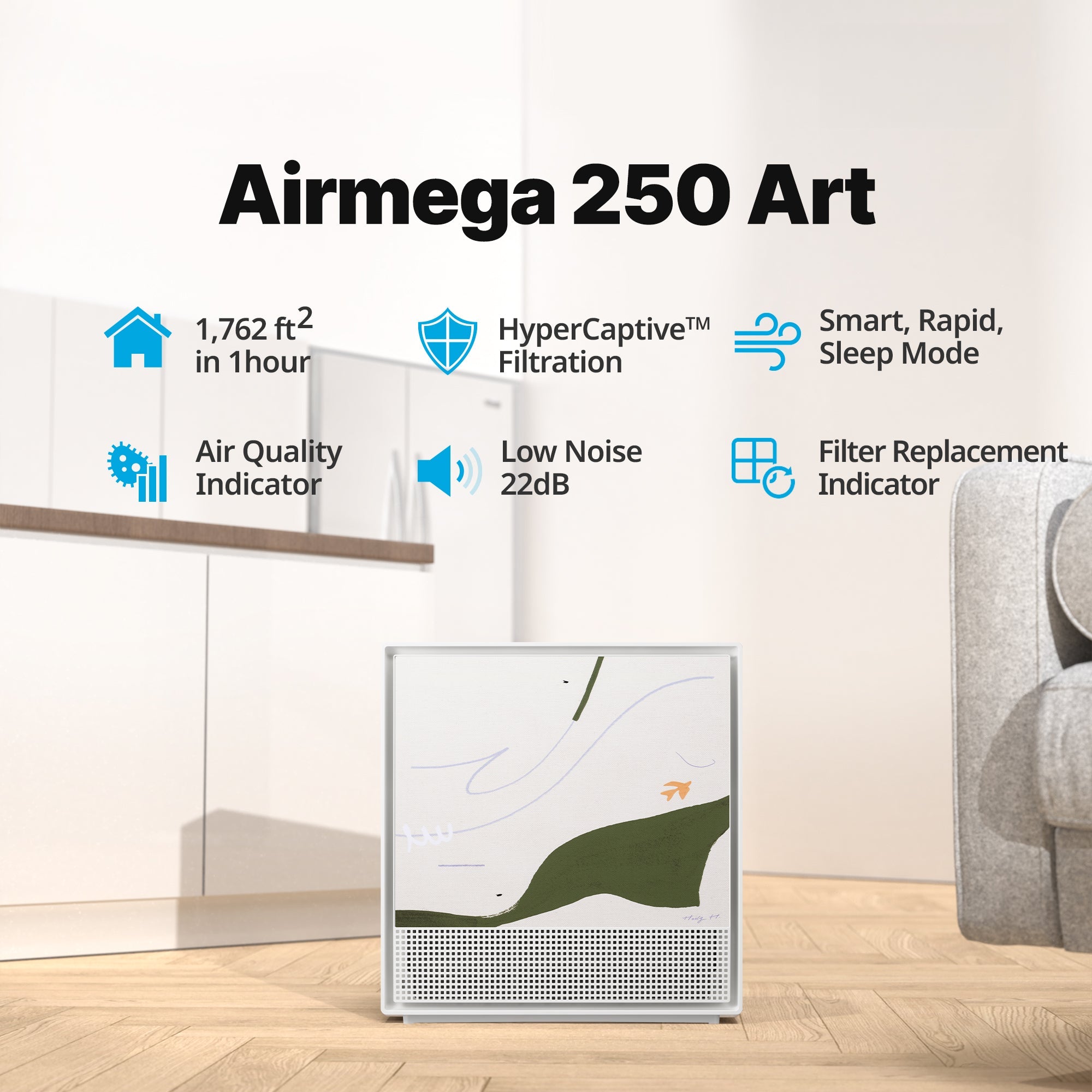 coway-airmega-250-art-purificateur-d-air-3-tapes-avec-mode-smart-mode-rapid-et-i image 2