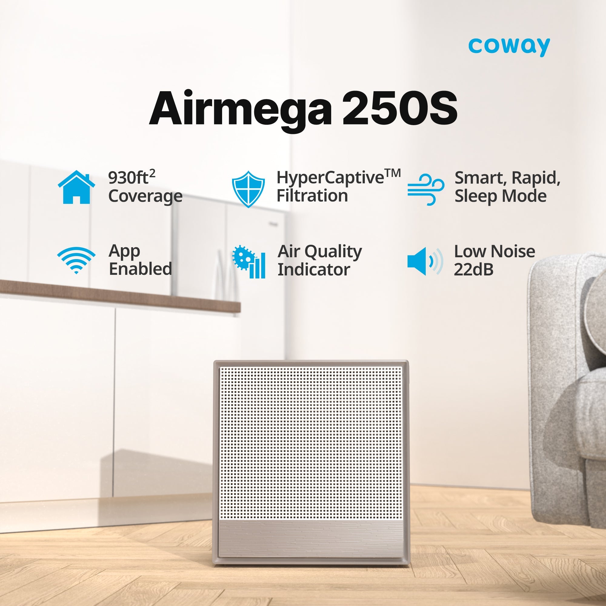 coway-airmega-250s-purificateur-d-air-intelligent-wi-fi-capturant-les-particules image 2