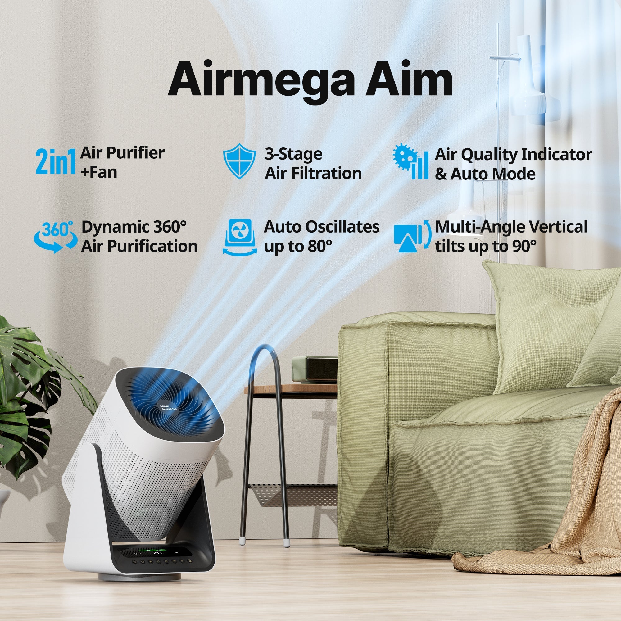 coway-airmega-aim-purificateur-d-air-et-ventilateur-2-en-1-compact-avec-filtrati image 3