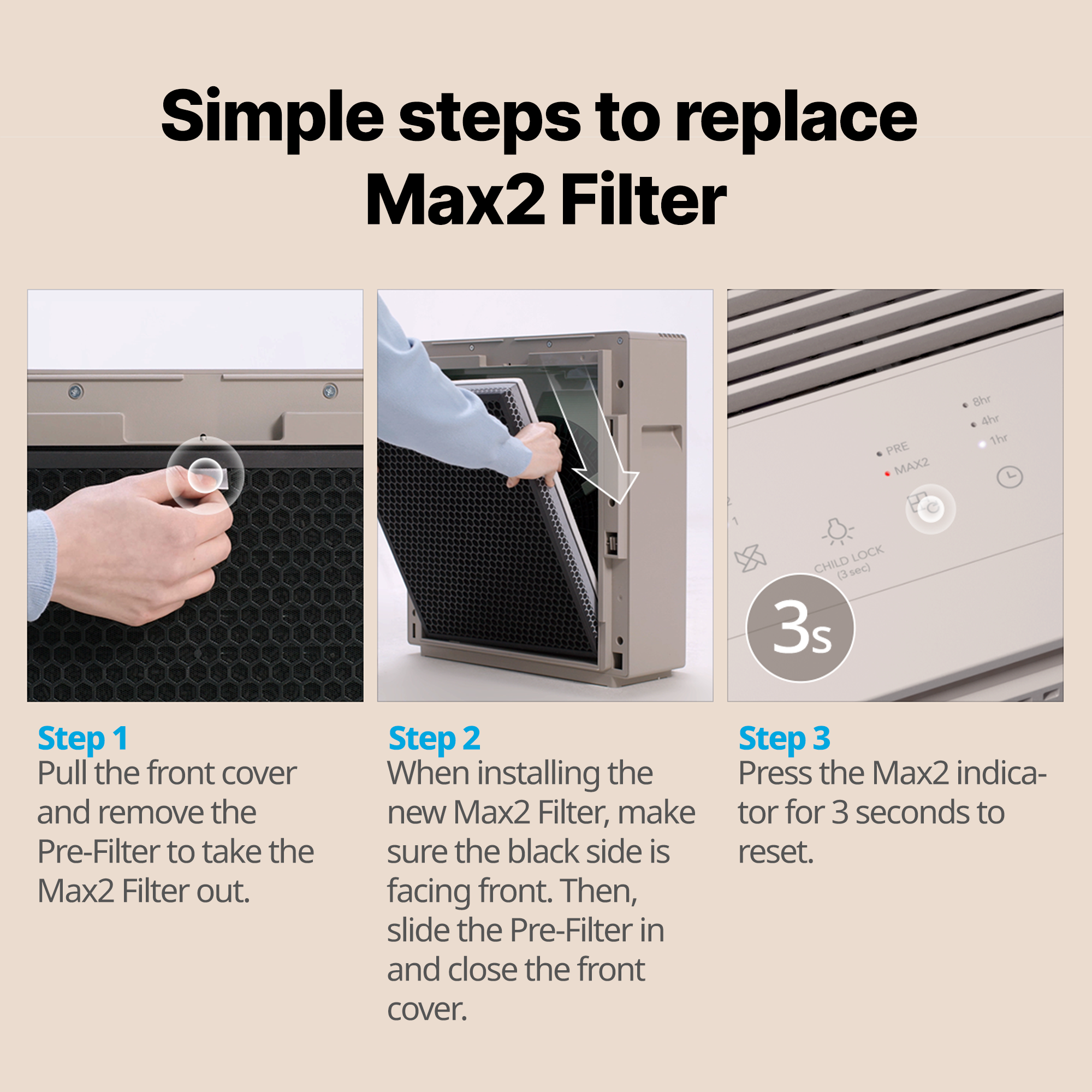 coway-airmega-250-250s-250art-filtre-max2-filtre-hepa-charbon-actif-tout-en-un image 7