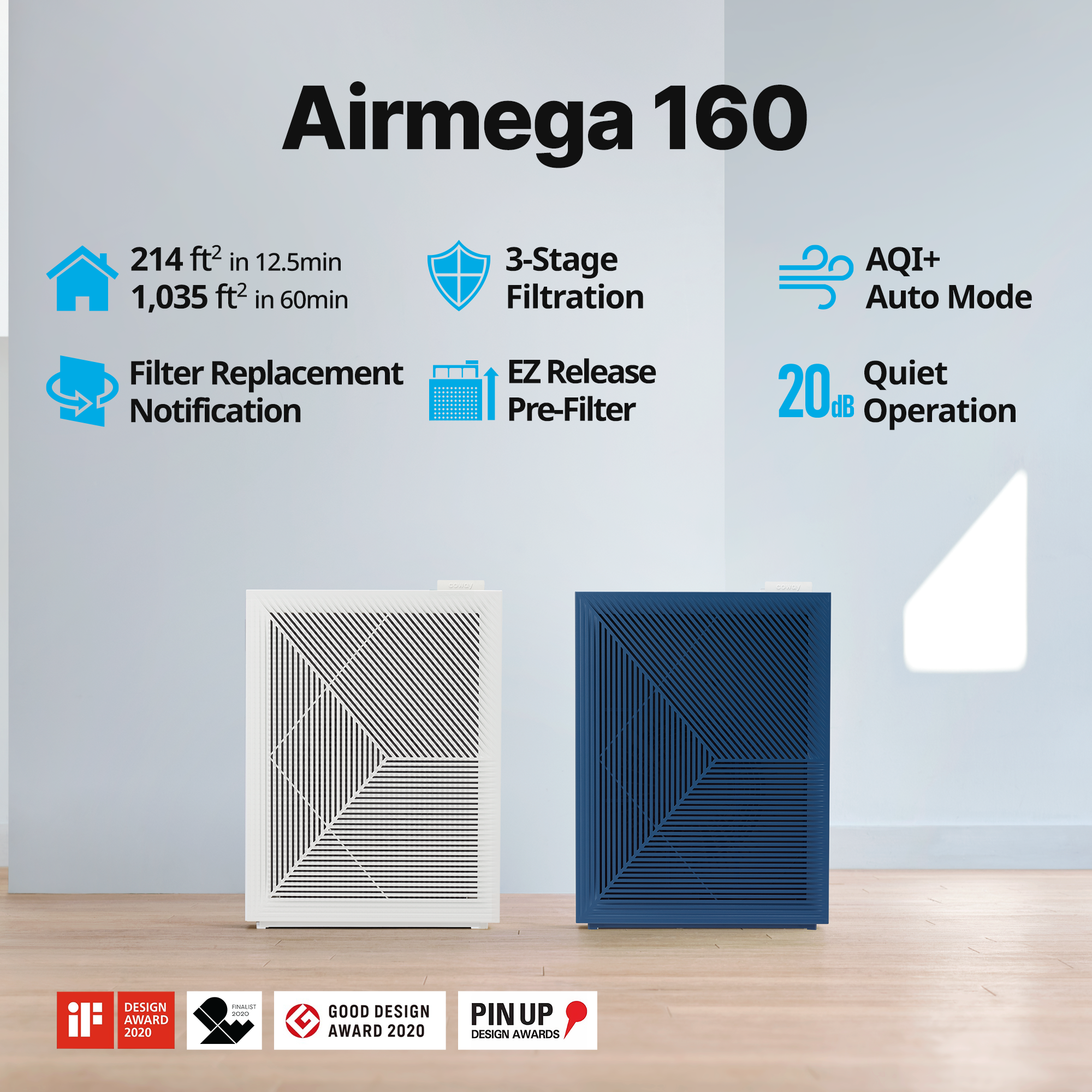 coway-airmega-160-purificateur-d-air-compact-3-tages-avec-filtres-lavables-jusqu image 3