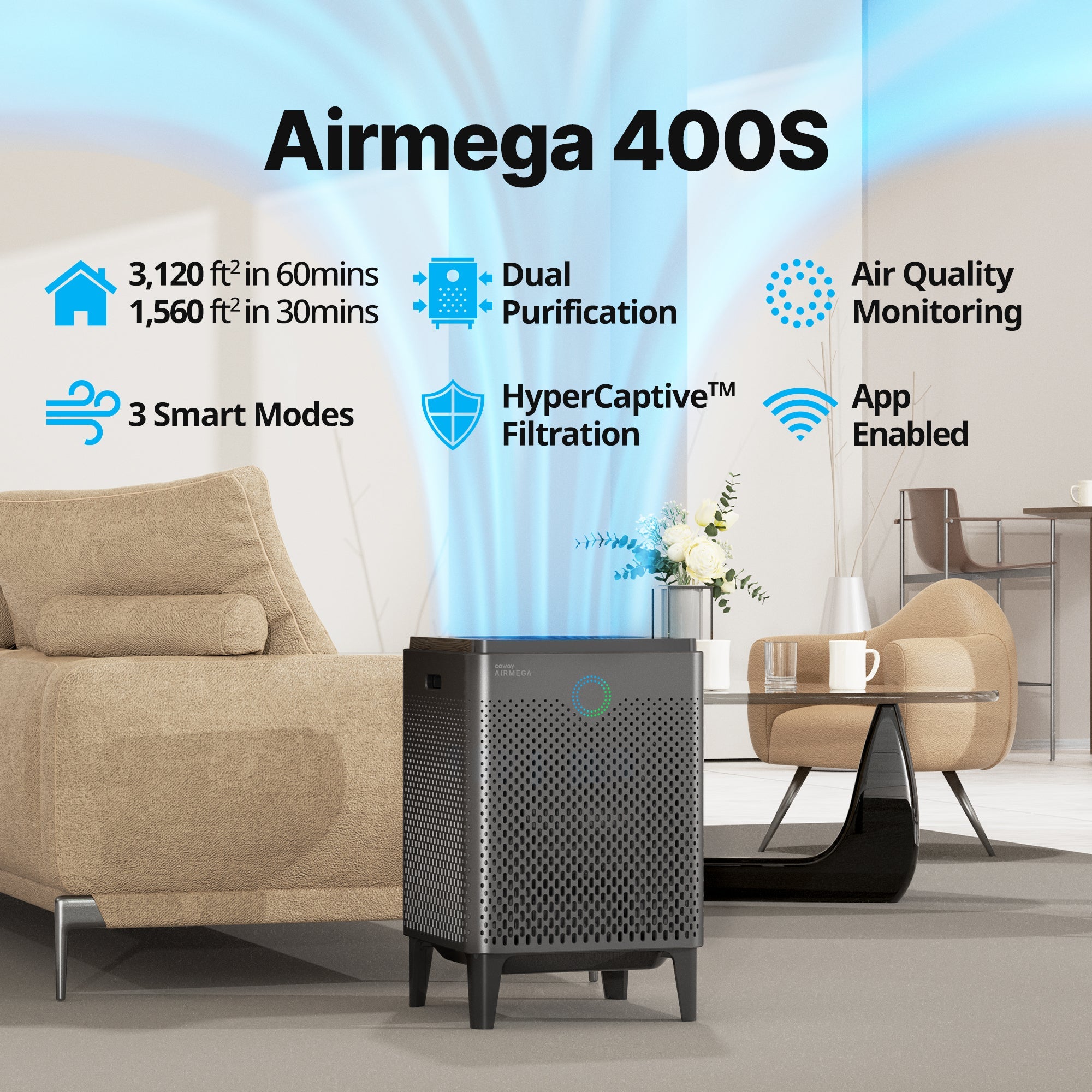 coway-airmega-400s-purificateur-d-air-intelligent-wi-fi-connect-pour-grands-espa image 4